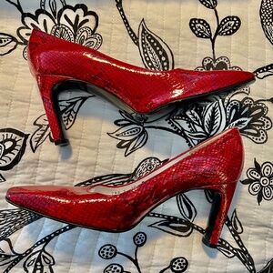 Charles Jourdan Red Lizard High Heels Size 10 N